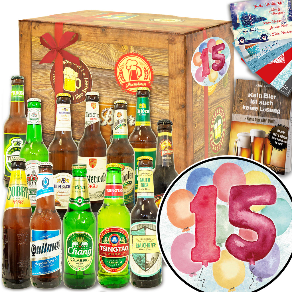 Jubiläum 15 | 12x Bier aus der Welt und Deutschland | Biergeschenk
