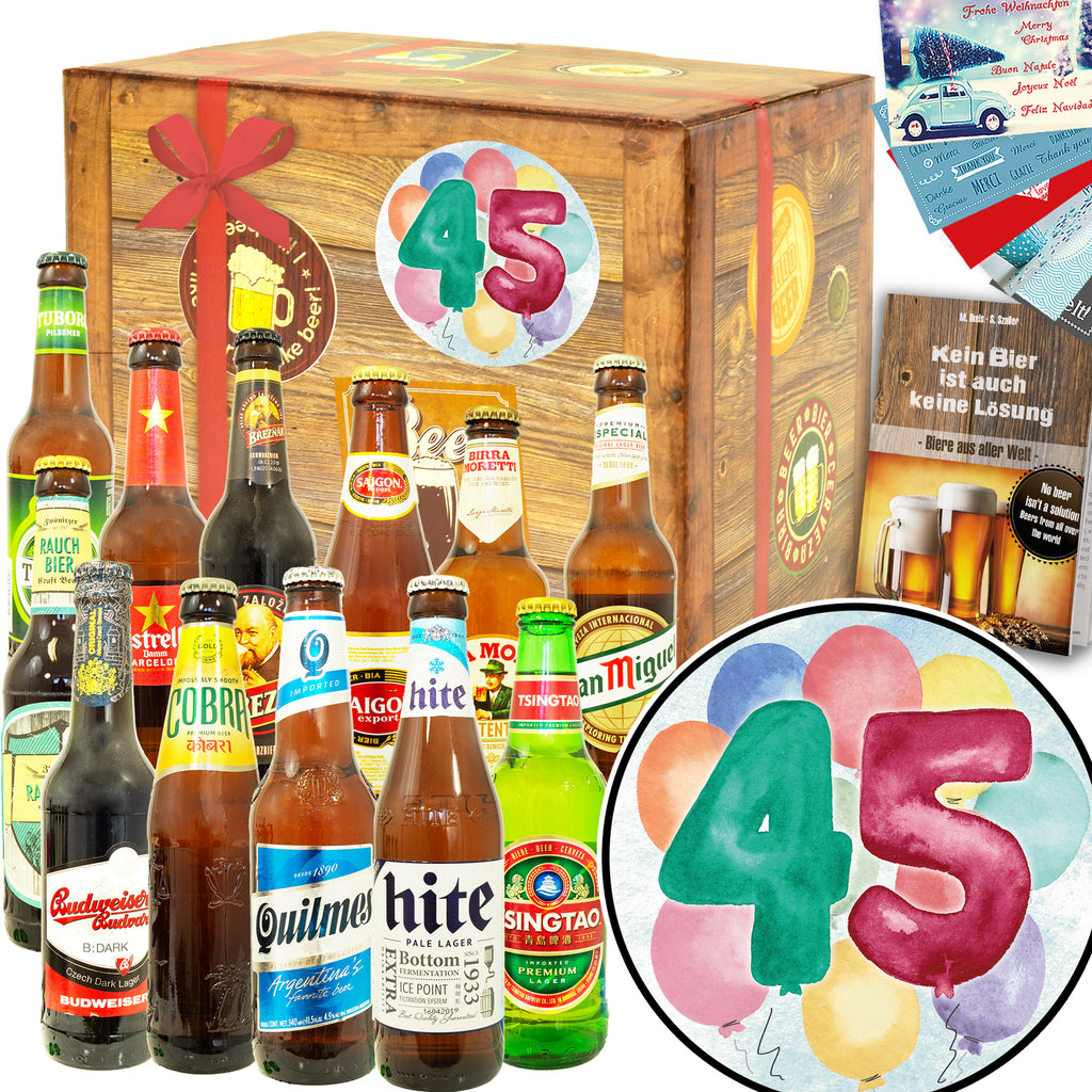 Geburtstag 45 | 12 Flaschen Bier International | Geschenkkorb