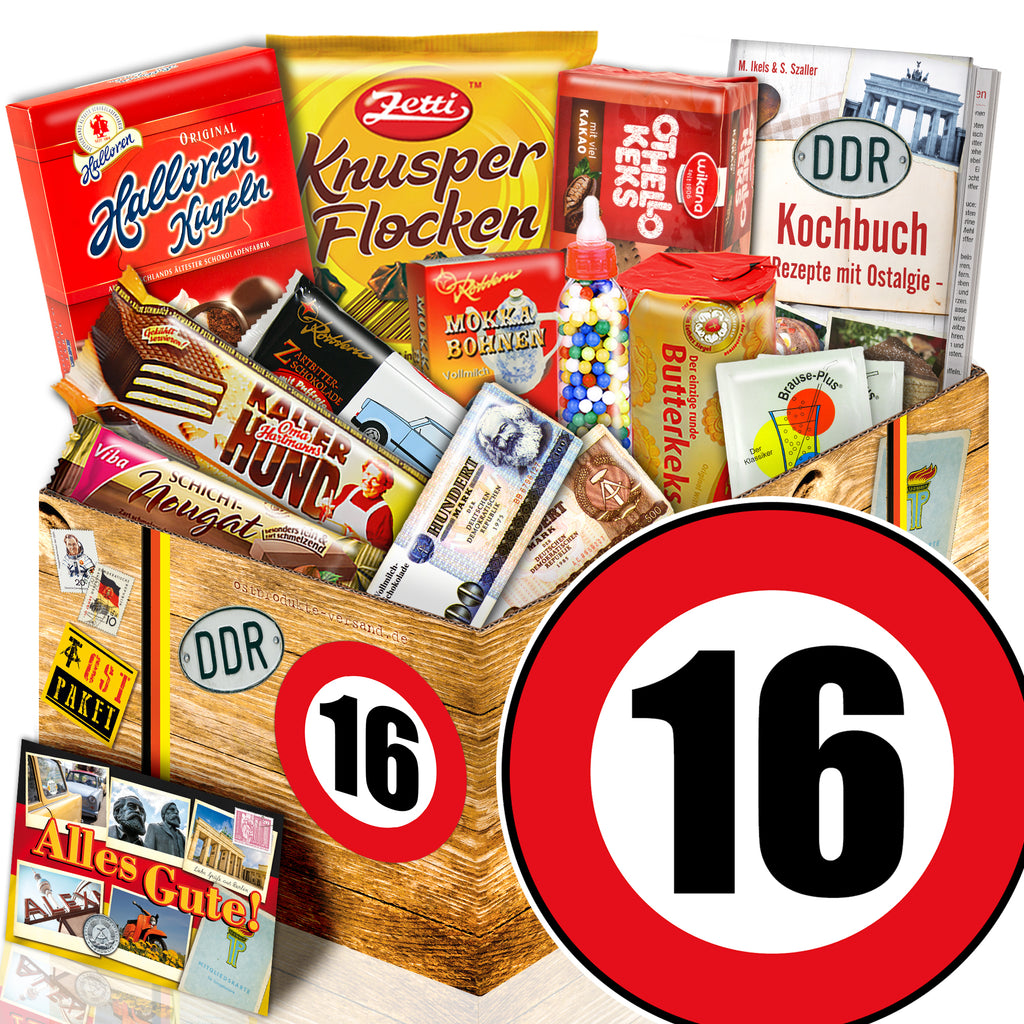 Zahl 16 - Süßigkeiten Set DDR L - monatsgeschenke.de