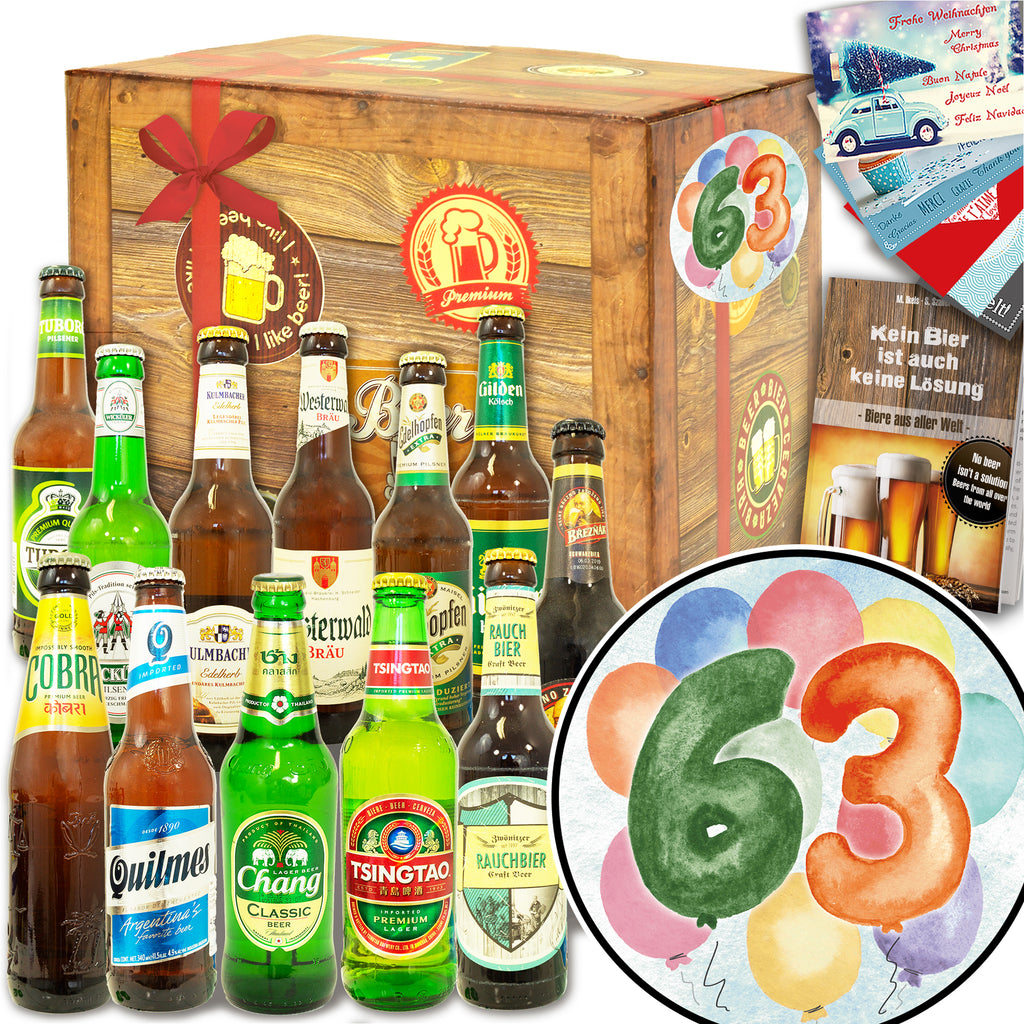 Geburtstag 63 | 12 Biersorten Bier aus der Welt und Deutschland | Bierbox