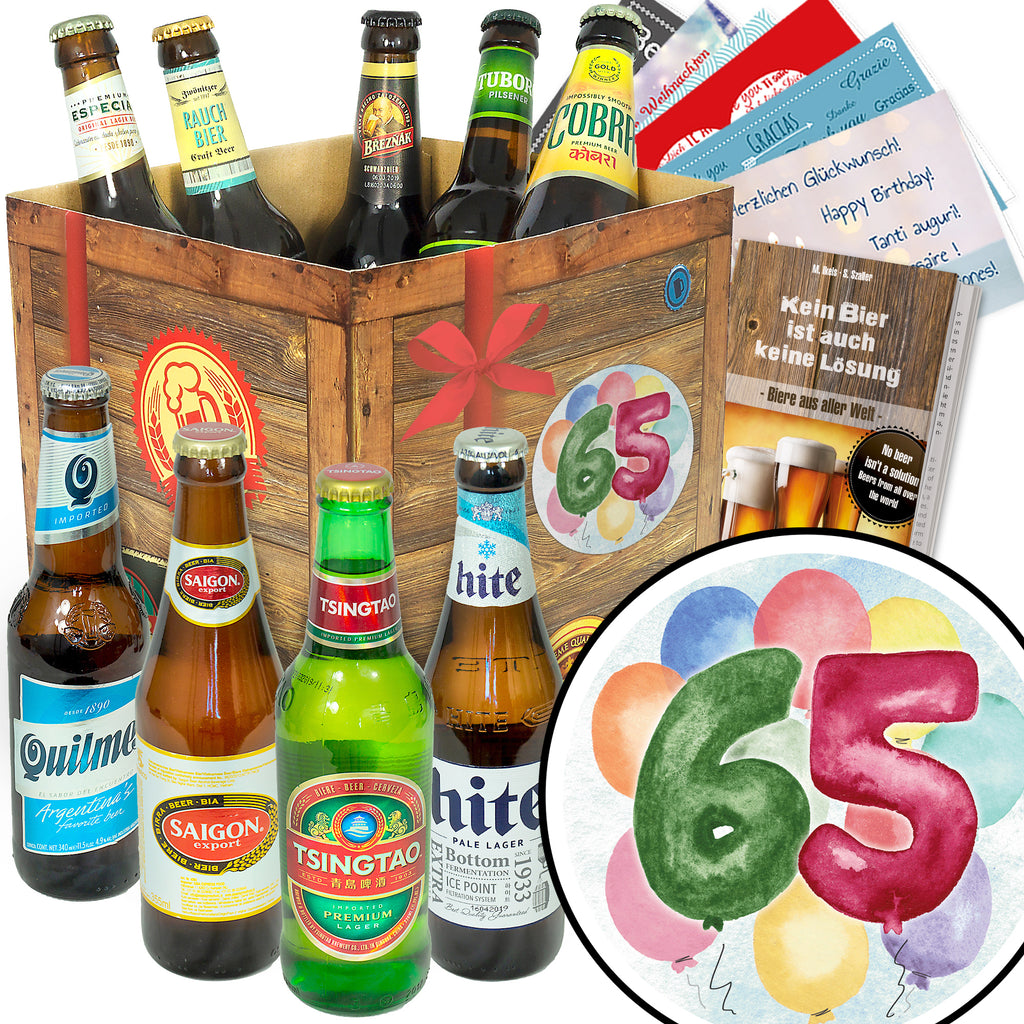 Geburtstag 65 | 9 Spezialitäten Bier Weltreise | Geschenkkorb