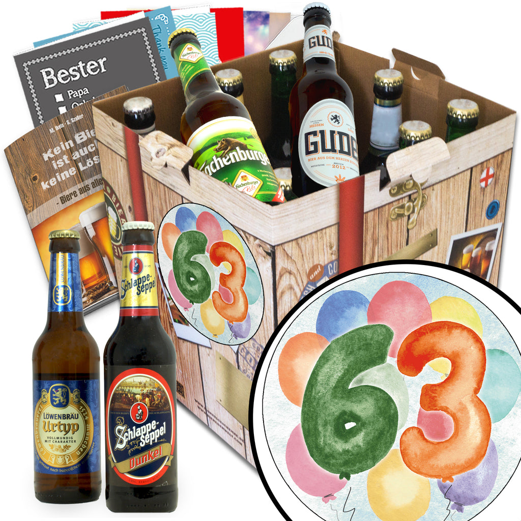 Geburtstag 63 | 9 Flaschen Biere Deutschland | Paket