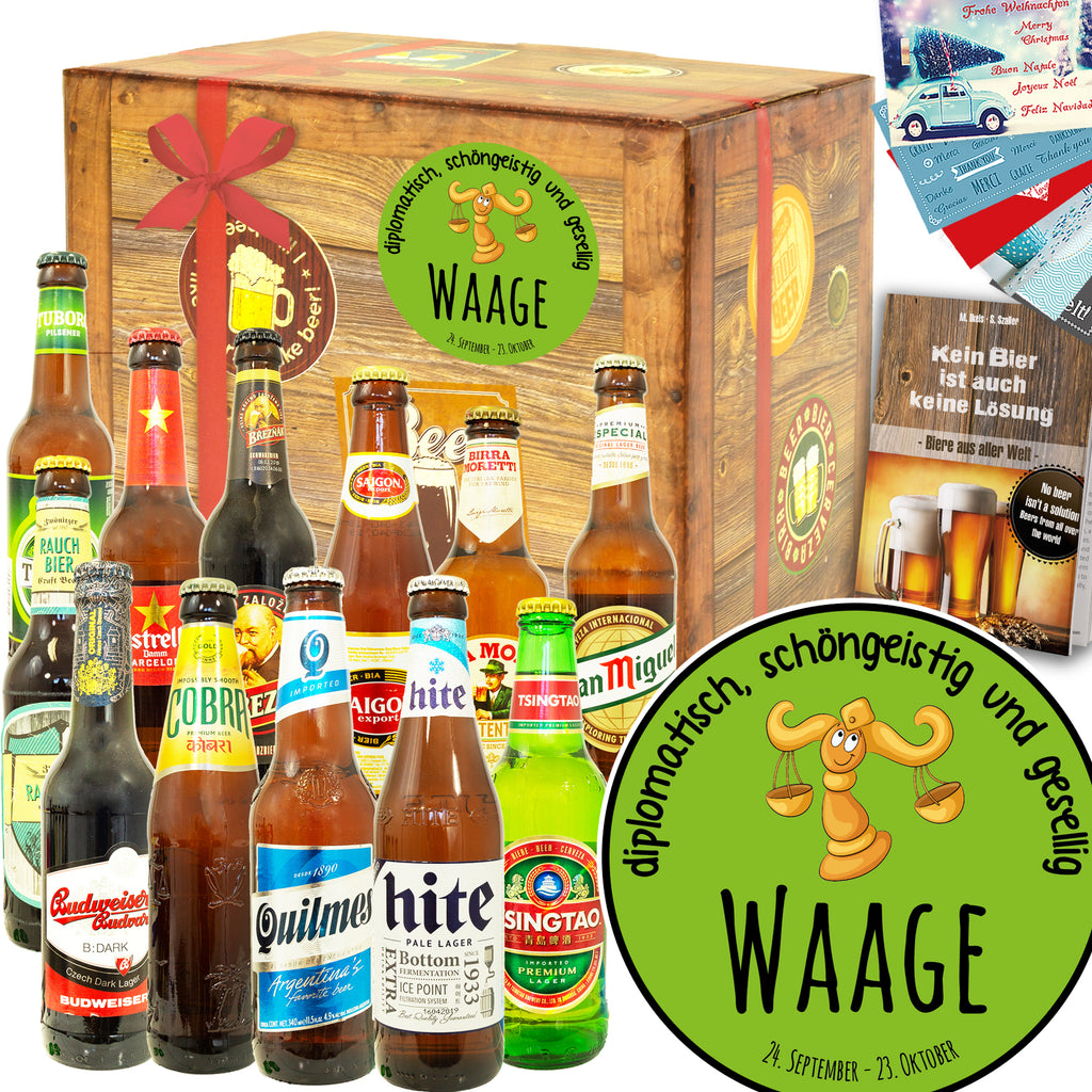 Sternzeichen Waage | 12 Biersorten Bier aus aller Welt | Box