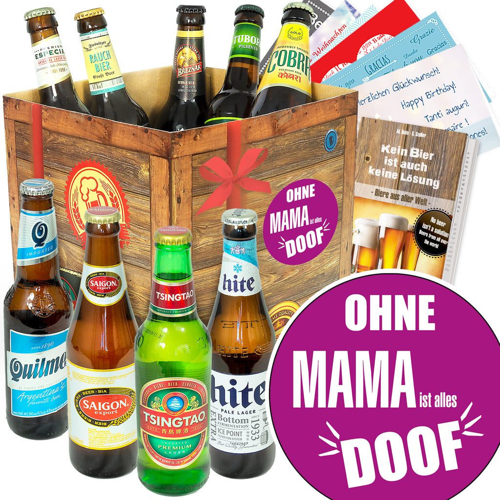 Ohne Mama ist alles doof | 9 Biersorten Bierweltreise | Geschenkbox