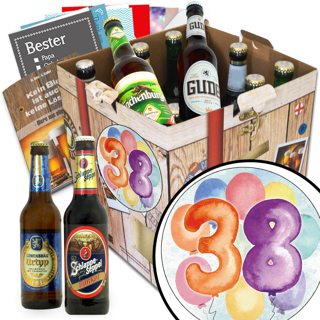 Geburtstag 38 | 9x Bier Biere aus Deutschland | Geschenkbox