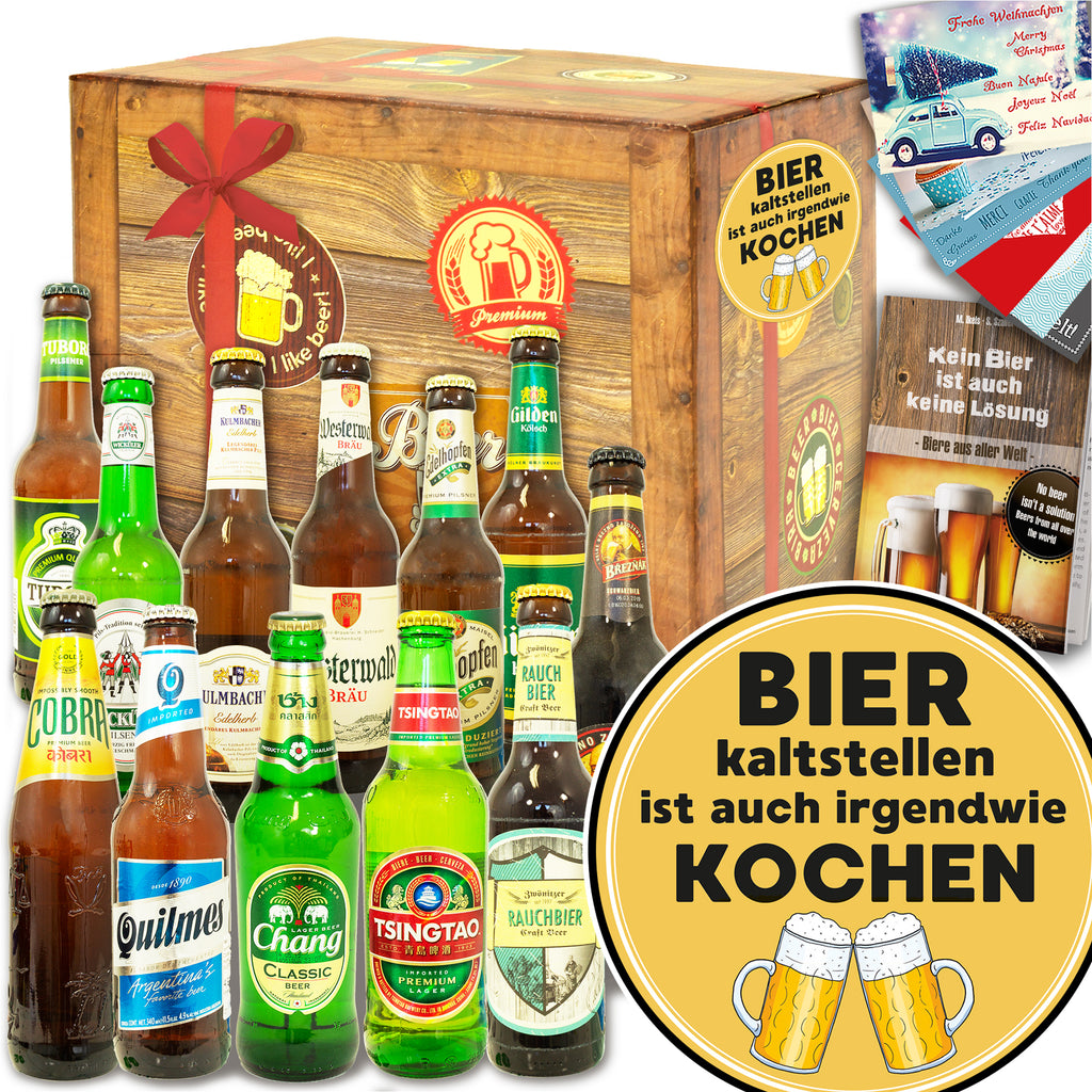 Bier kalt stellen | 12 Spezialitäten Bier aus der Welt und Deutschland | Geschenk Set