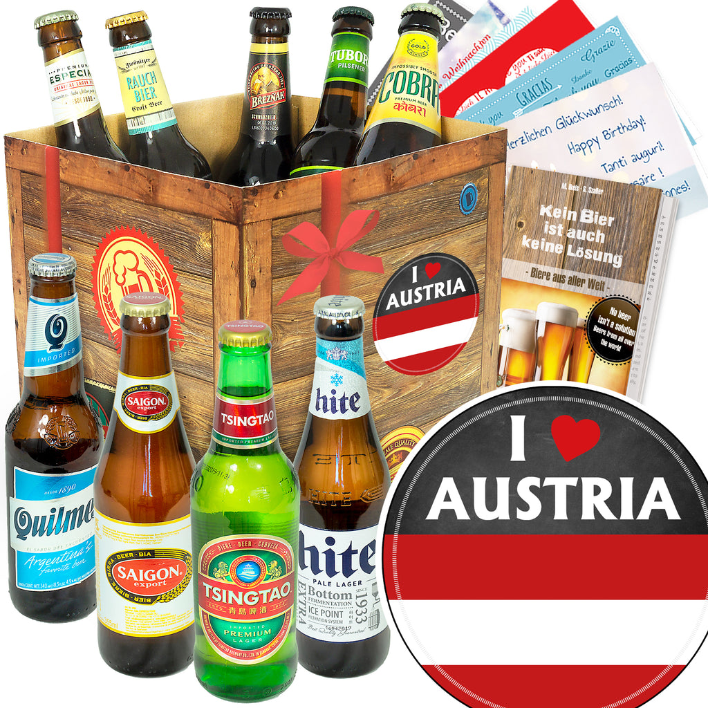 I love Austria | 9 Spezialitäten Bier Weltreise | Geschenk Box