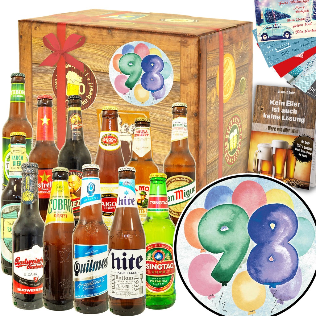 Geburtstag 98 | 12 Biersorten Biere der Welt Exoten | Bier Geschenk