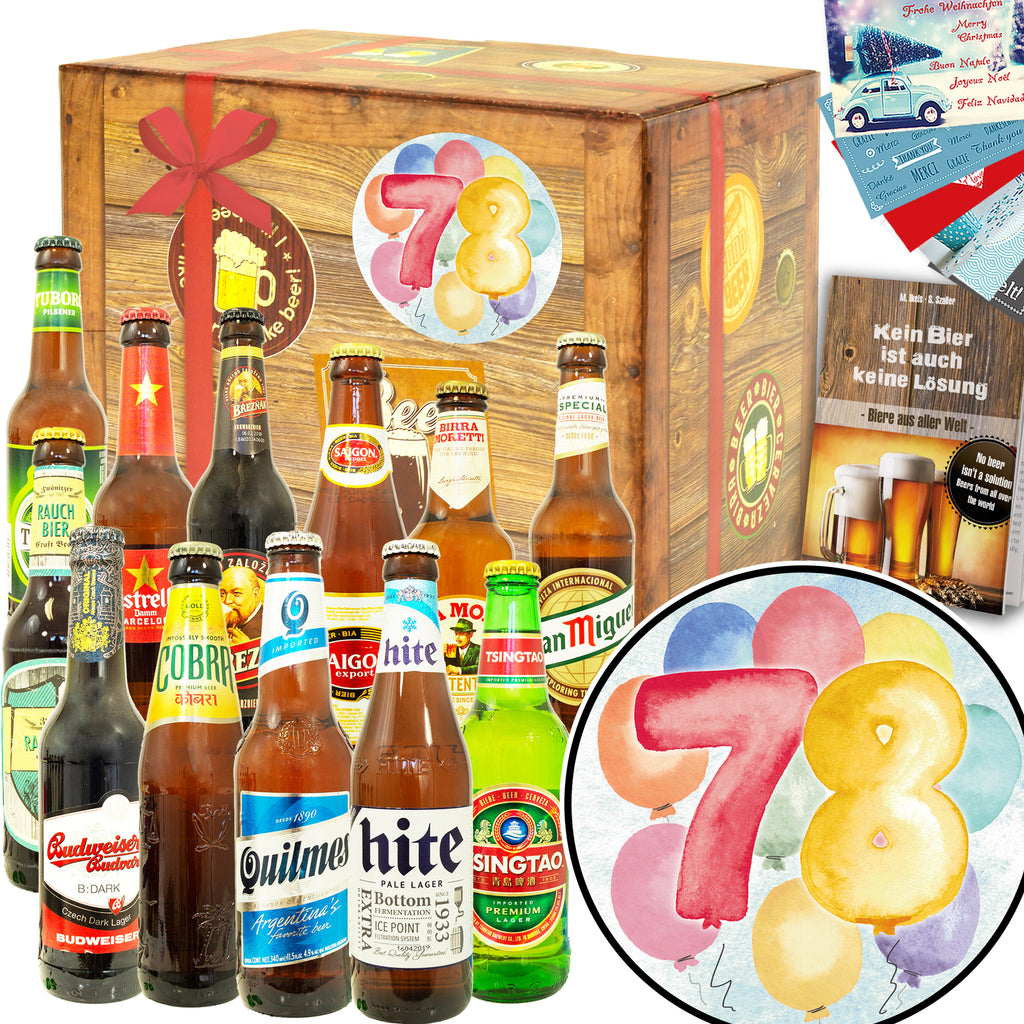 Geburtstag 78 | 12 Biersorten Biere der Welt | Geschenk Box
