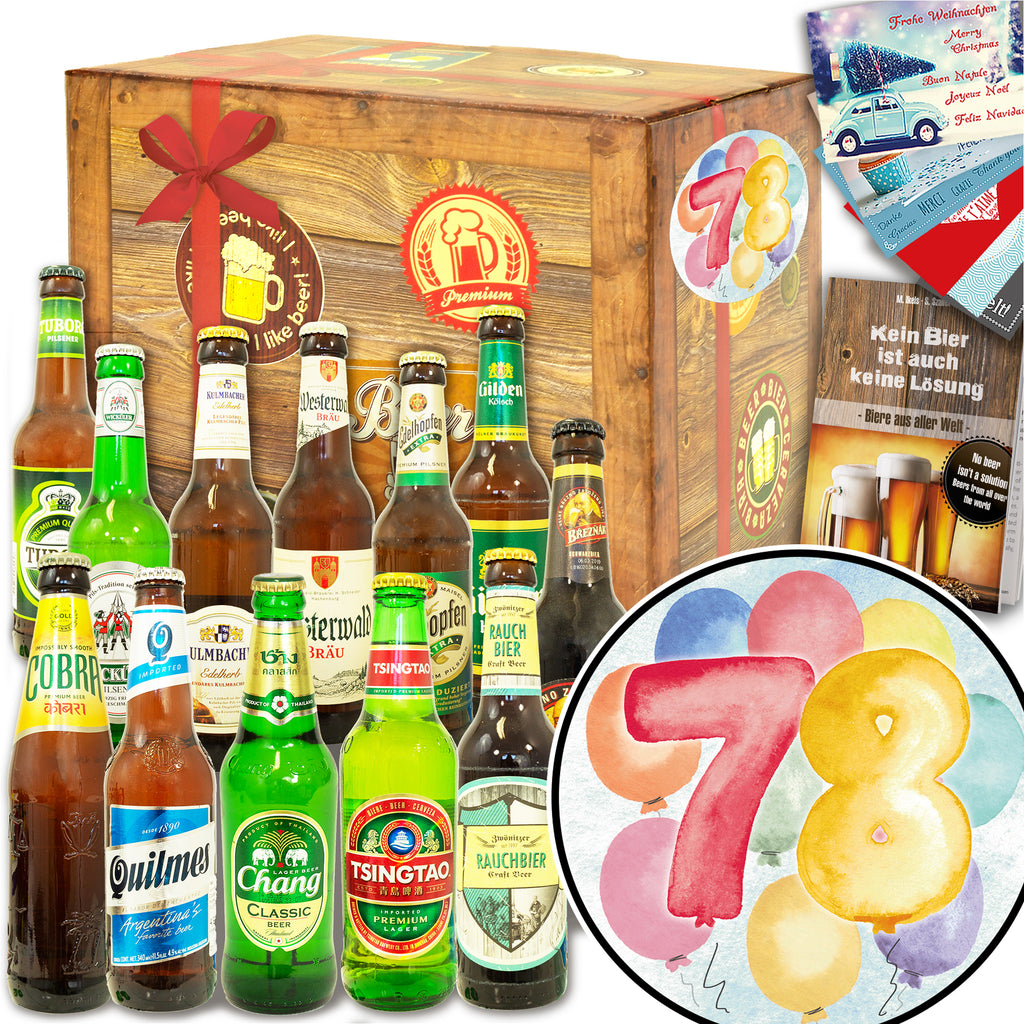 Geburtstag 78 | 12 Biersorten Bier Deutschland und Welt | Geschenk Box