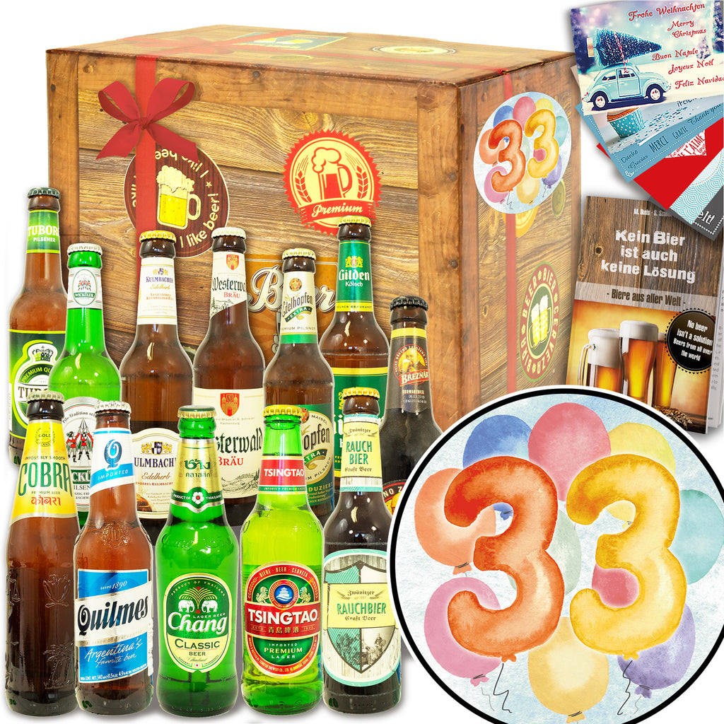 Geburtstag 33 | 12x Bier International und DE | Geschenkidee