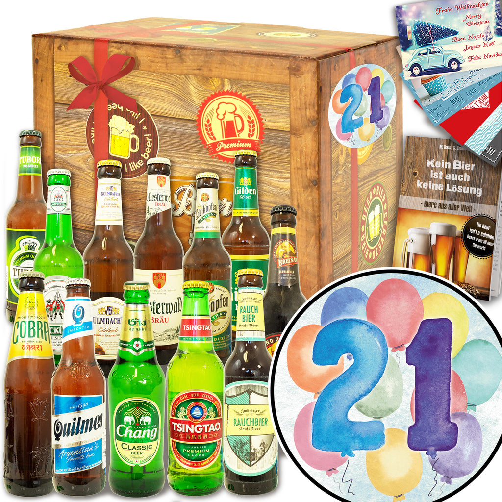 Geburtstag 21 | 12 Spezialitäten Biere Welt und Deutschland | Probierpaket