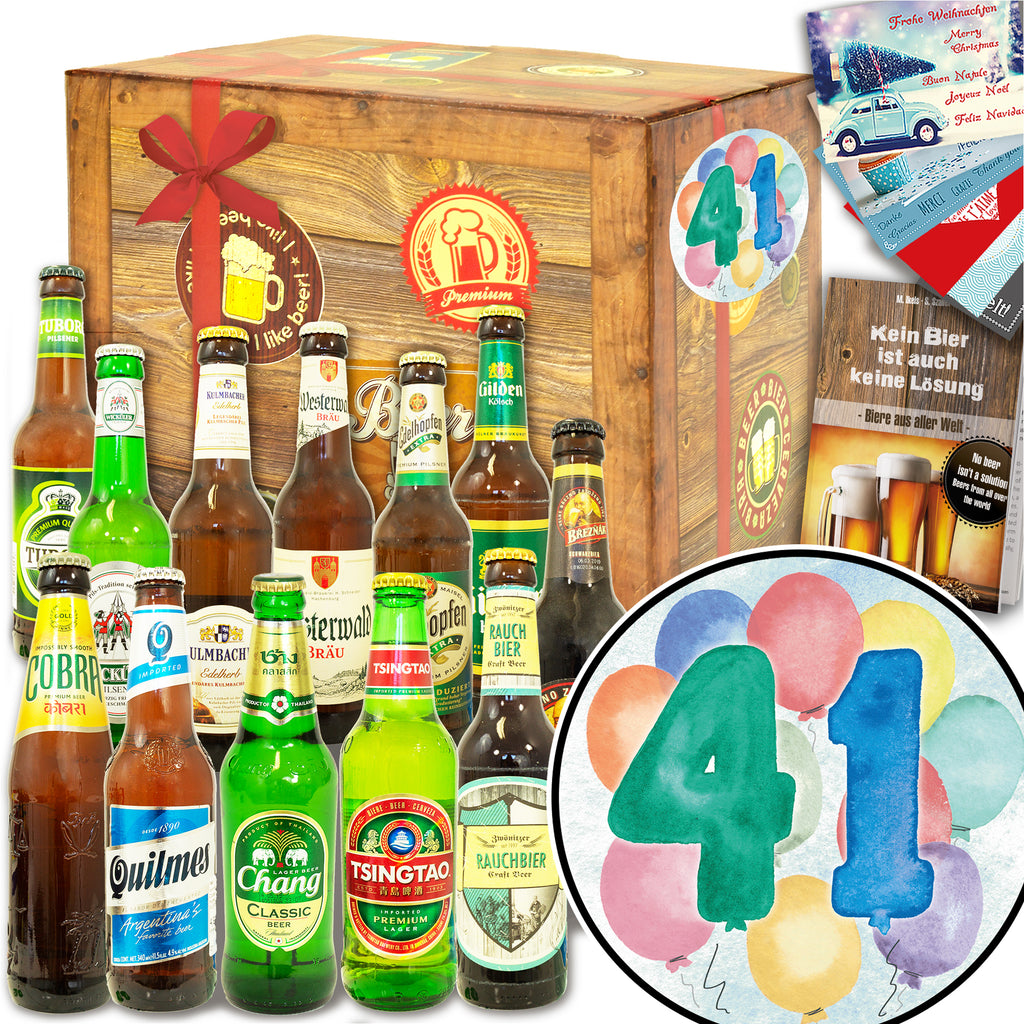 Geburtstag 41 | 12 Biersorten Bier aus der Welt und Deutschland | Probierpaket