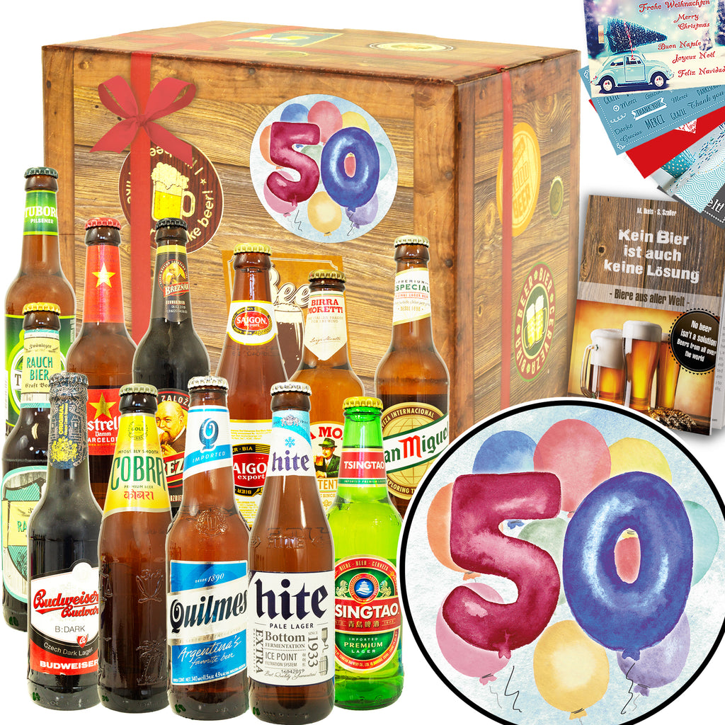 50. Geburtstag | 12x Bier Weltreise | Geschenk Set
