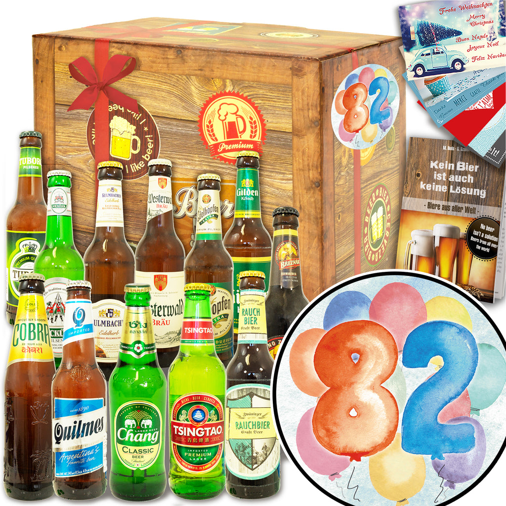 Geburtstag 82 | 12 Flaschen Bier Deutschland und Welt | Bierset