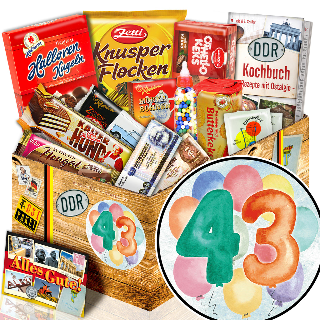 Zahl 43 - Süßigkeiten Set DDR L - monatsgeschenke.de