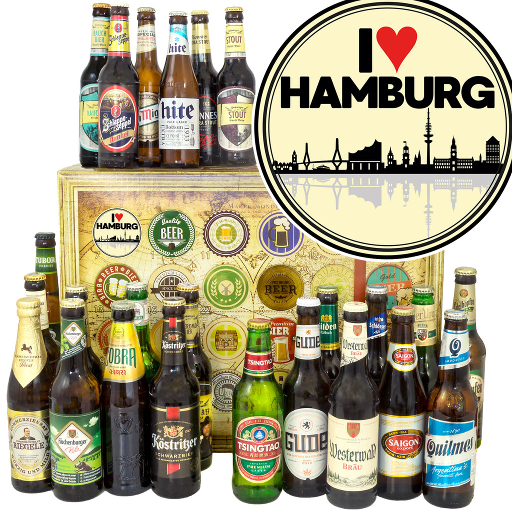 I love Hamburg | 24 Flaschen Bier Deutschland und Welt | Paket