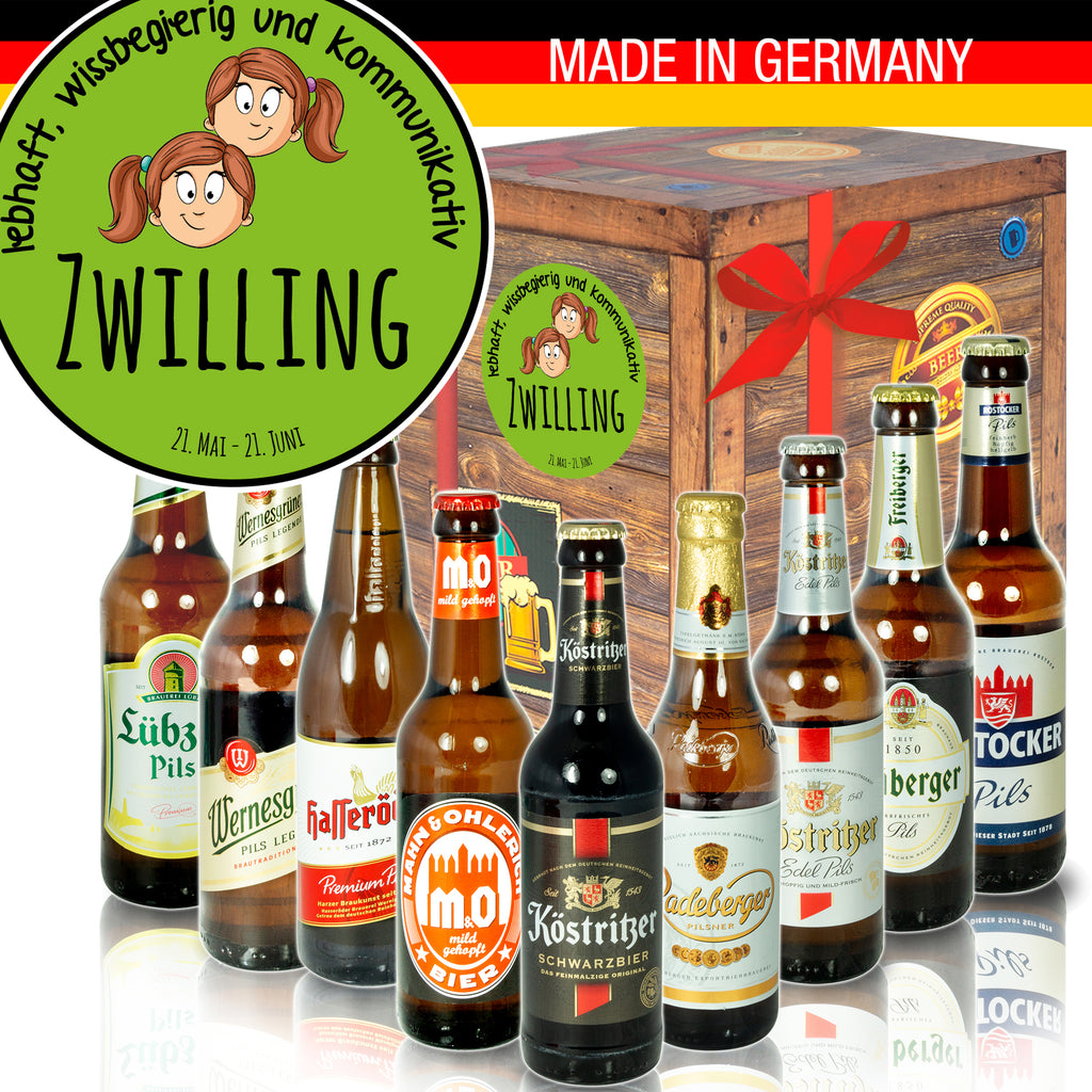 Sternzeichen Zwilling | 9x Biere Ostdeutsch | Geschenk Set