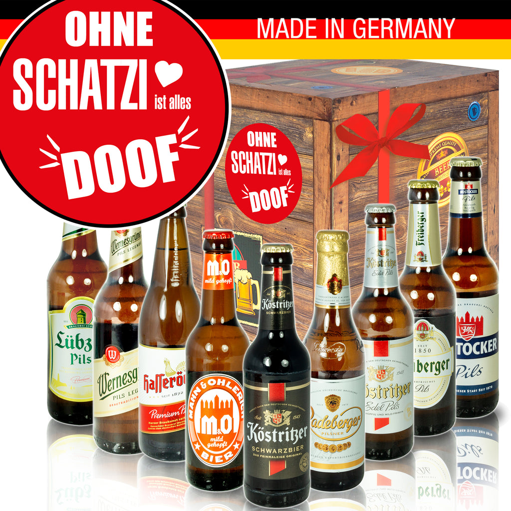 Ohne Schatzi ist alles doof | 9 Spezialitäten Biere Ostdeutsch | Geschenk Set