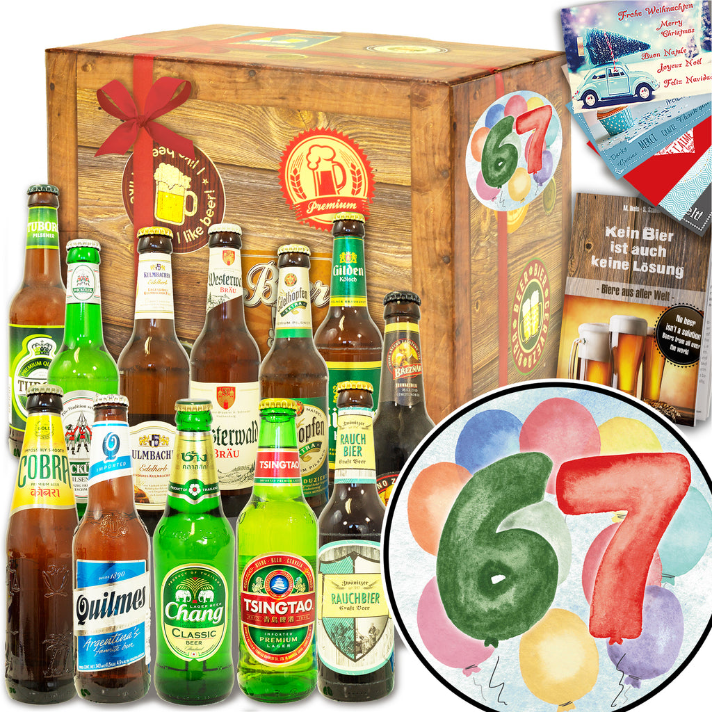 Geburtstag 67 | 12 Flaschen Bier aus der Welt und Deutschland | Box