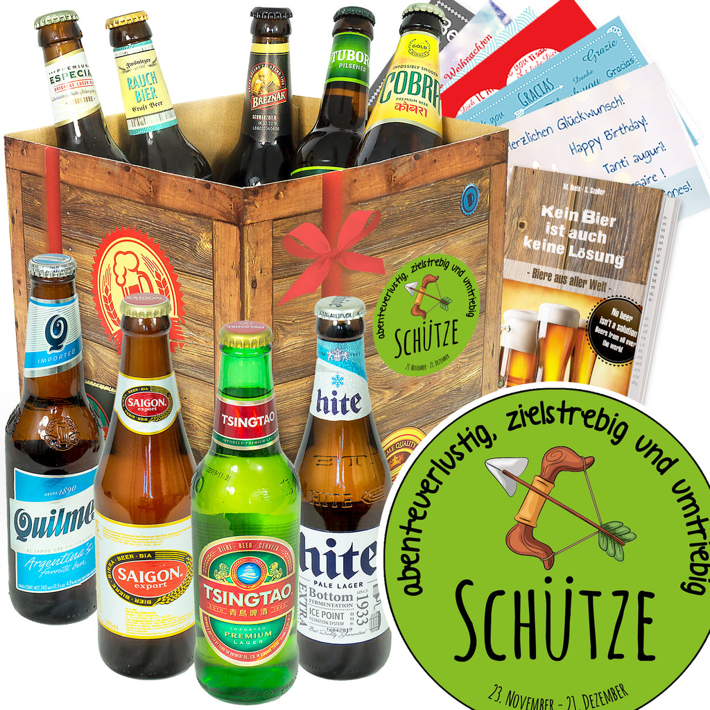 Sternzeichen Schütze | 9 Flaschen Biere der Welt Exoten | Präsent