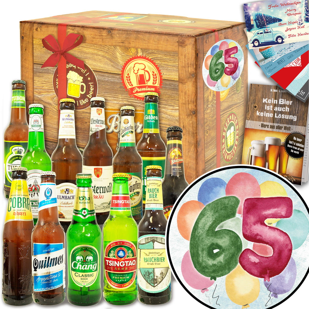 Geburtstag 65 | 12 Spezialitäten Biere Welt und Deutschland | Geschenkkorb