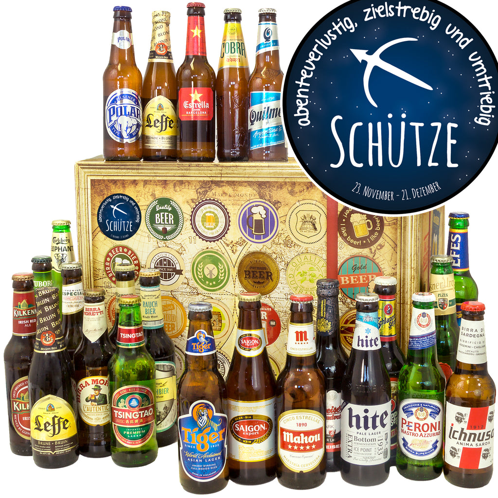 Sternzeichen Schütze | 24x Biere aus aller Welt | Geschenkpaket