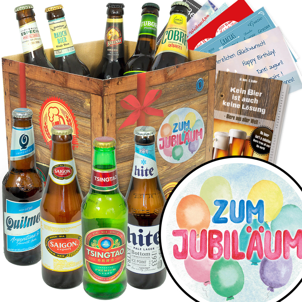 Zum Jubiläum | 9 Flaschen Bier aus aller Welt | Biergeschenk