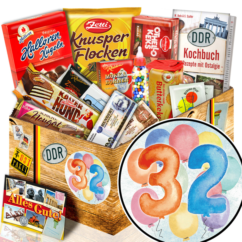 Zahl 32 - Süßigkeiten Set DDR L - monatsgeschenke.de