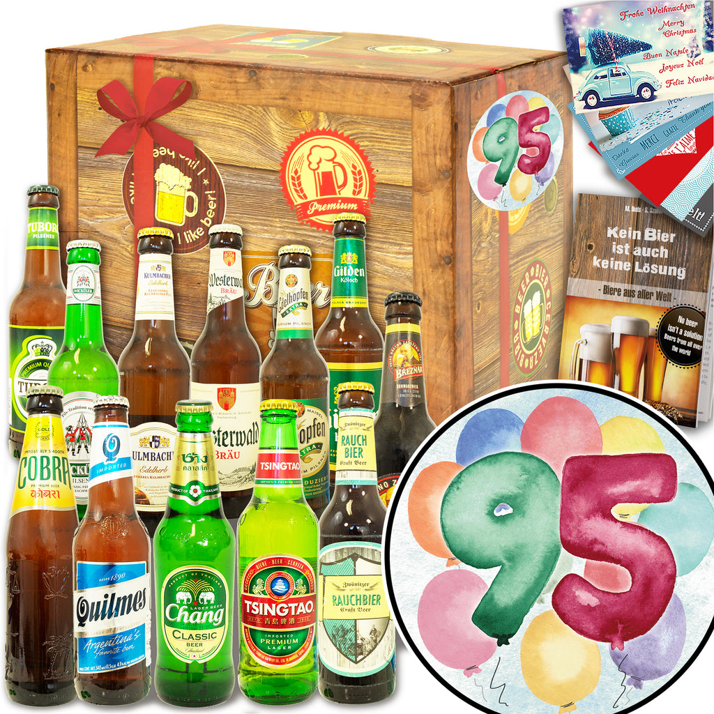 Geburtstag 95 | 12 Spezialitäten Bier aus der Welt und Deutschland | Geschenk Set