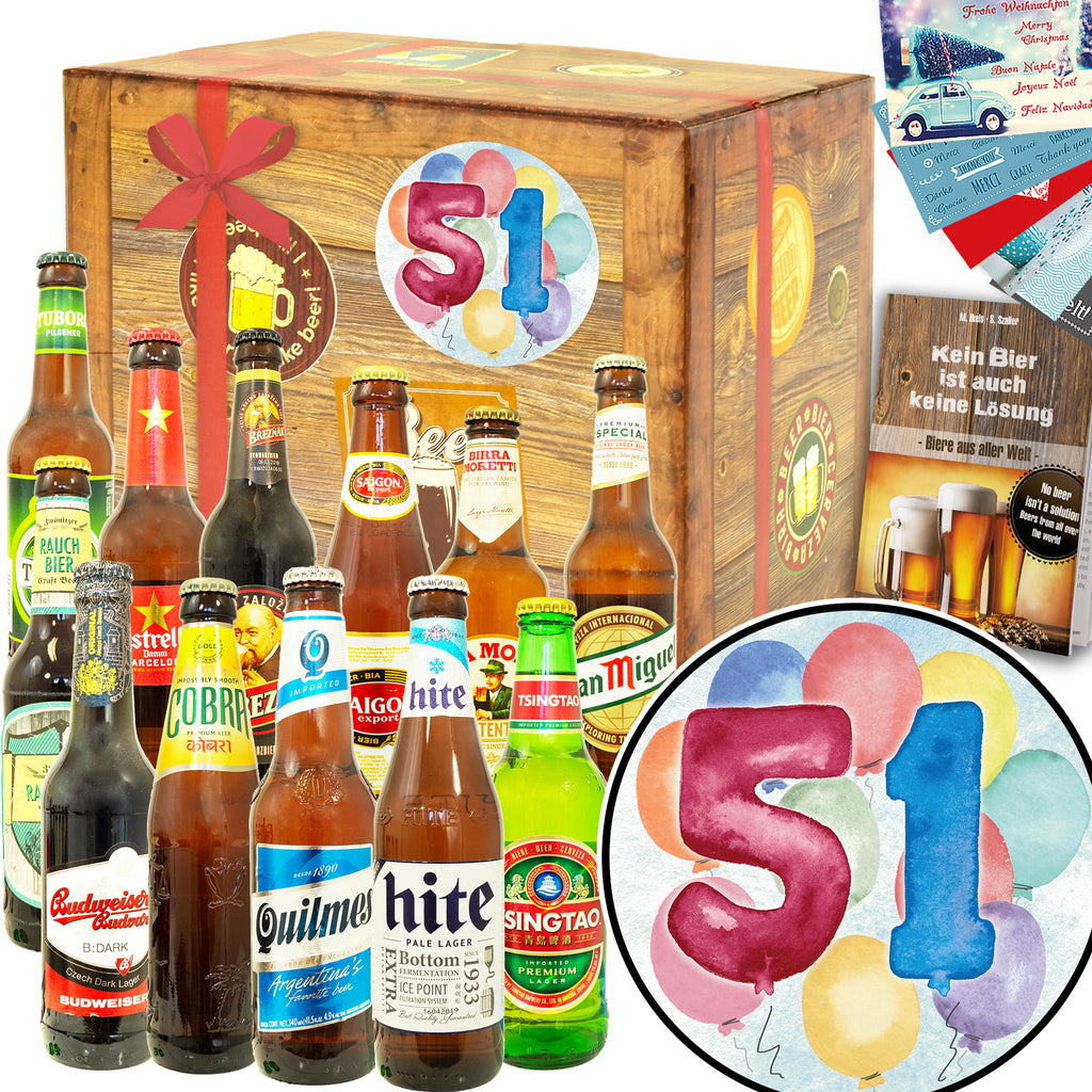 Geburtstag 51 | 12 Flaschen Bier aus aller Welt | Paket