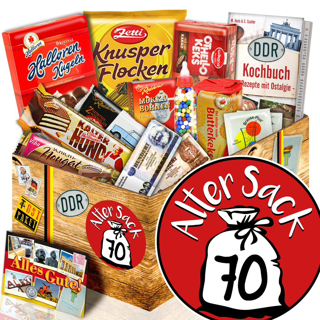 Alter Sack 70 - Süßigkeiten Set DDR L - monatsgeschenke.de