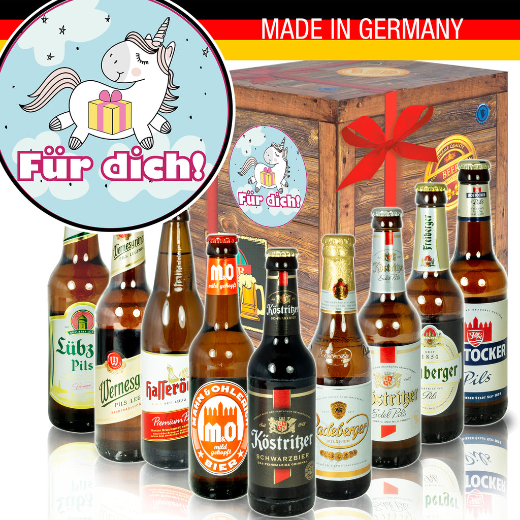 Für Dich (mit Einhorn) | 9x Ostdeutsche Biere | Biergeschenk