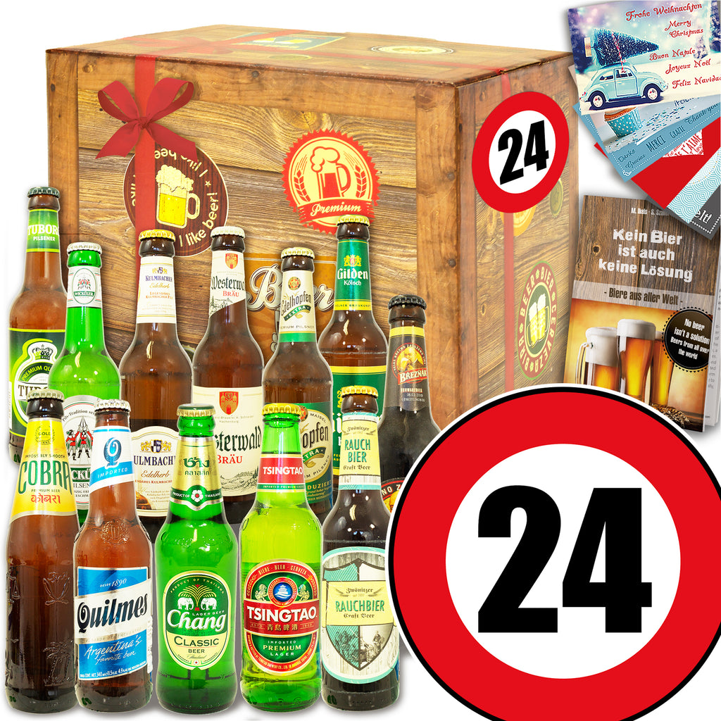 Zahl 24 | 12 Biersorten Bier International und DE | Geschenk Box