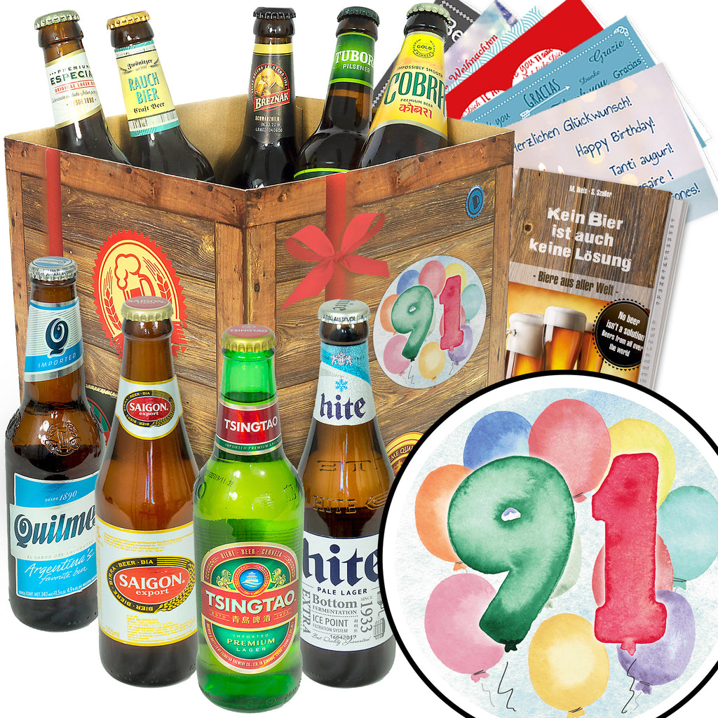 Geburtstag 91 | 9x Biere der Welt Exoten | Biergeschenk