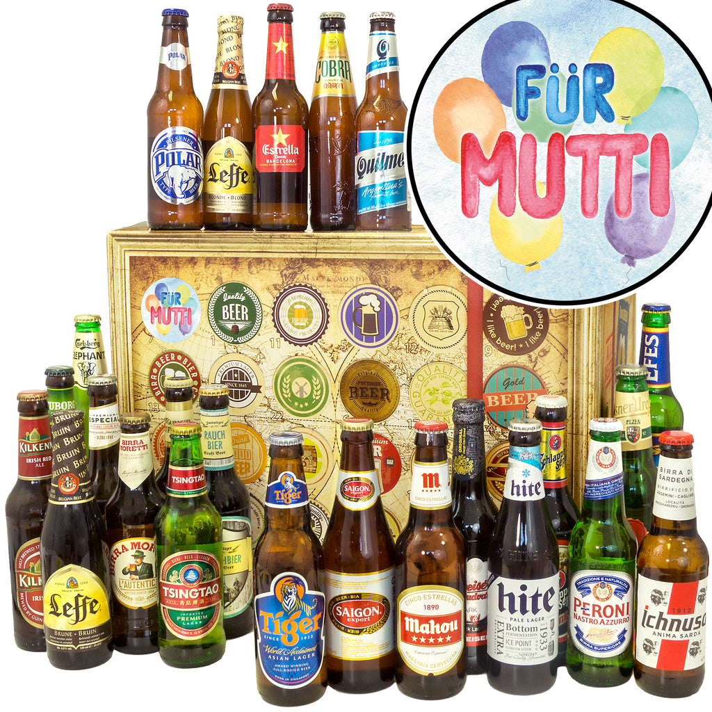 Für Mutti | 24 Länder Bierweltreise | Geschenk Set