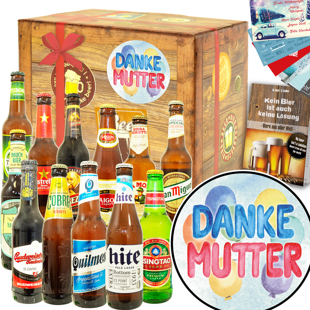 Danke Mutter | 12 Flaschen Biere aus aller Welt | Geschenkbox