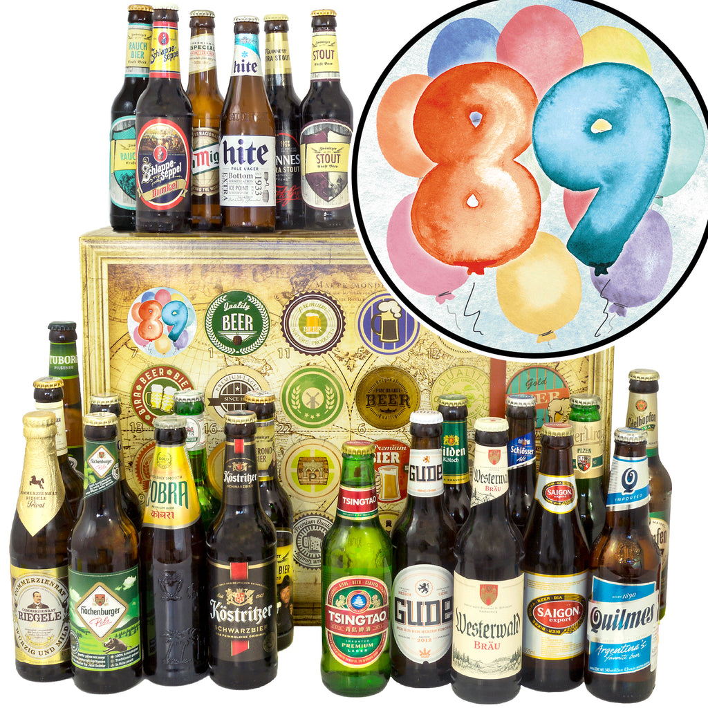 Geburtstag 89 | 24 Spezialitäten Bier International und Deutschland | Geschenkpaket