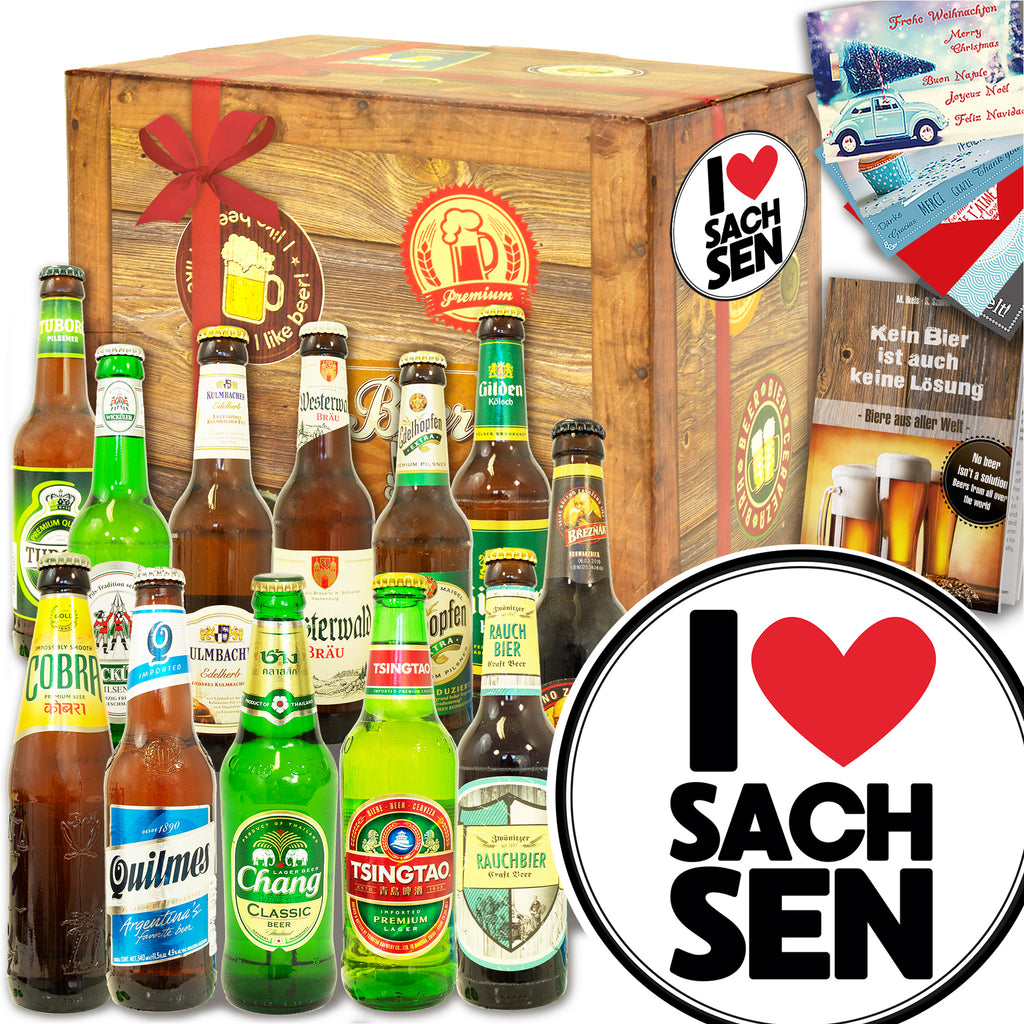 I Love Sachsen | 12 Spezialitäten Biere Welt und Deutschland | Präsent