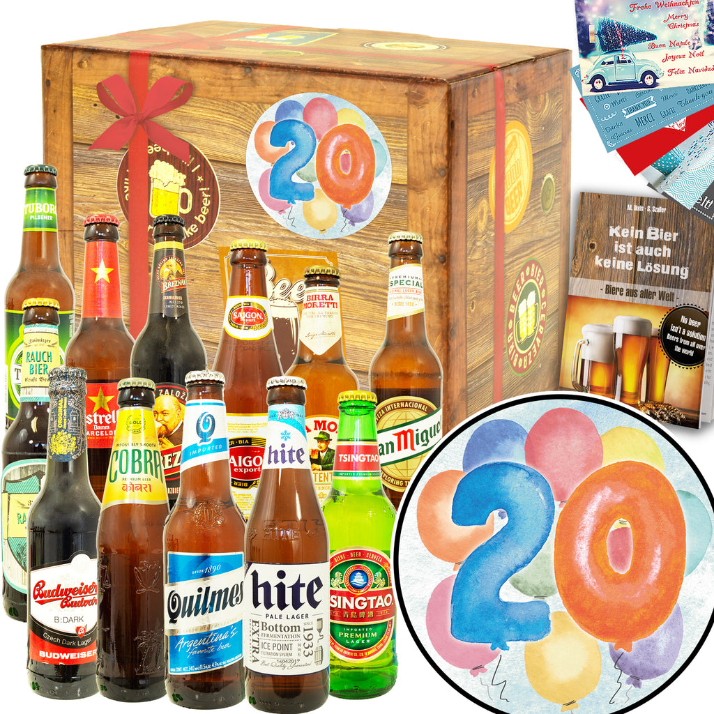 Geburtstag 20 | 12 Länder Bier aus aller Welt | Geschenk Box