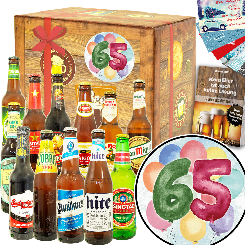Geburtstag 65 | 12 Spezialitäten Bier Weltreise | Geschenkkorb