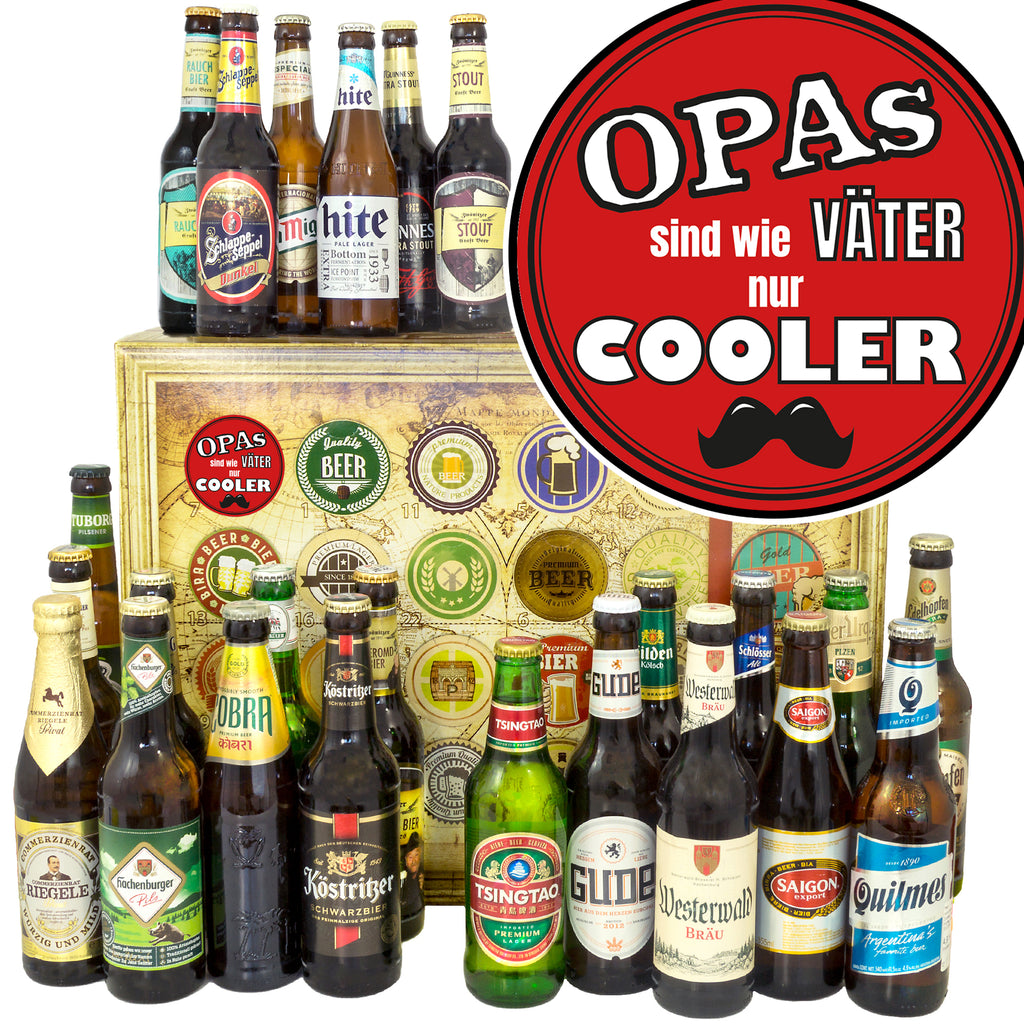 Opas sind wie Väter nur cooler | 24x Bier Bier International und Deutschland | Geschenk Set