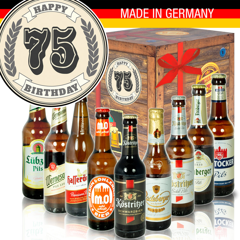 Geburtstag 75 | 9x Bier Biere aus Ostdeutschland | Geschenk Box