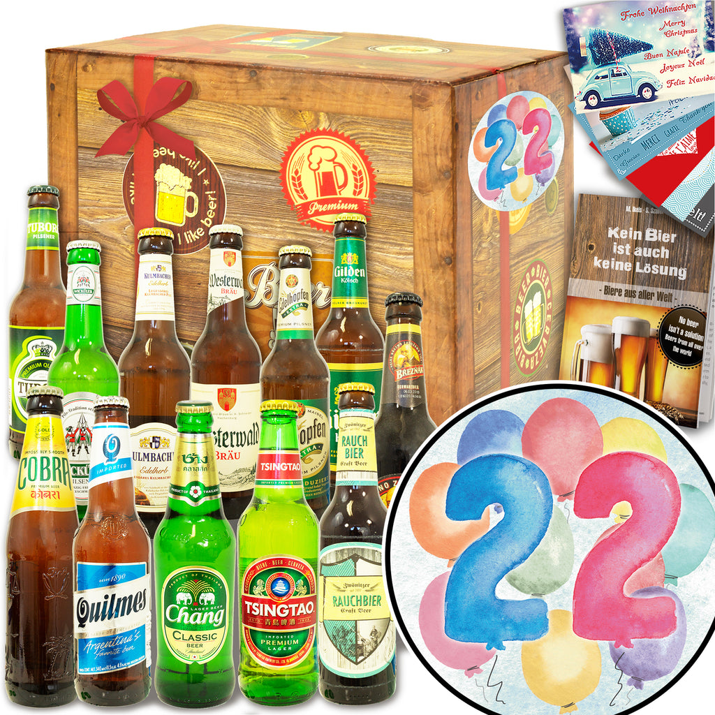 Geburtstag 22 | 12x Bier Deutschland und Welt | Bier Geschenk