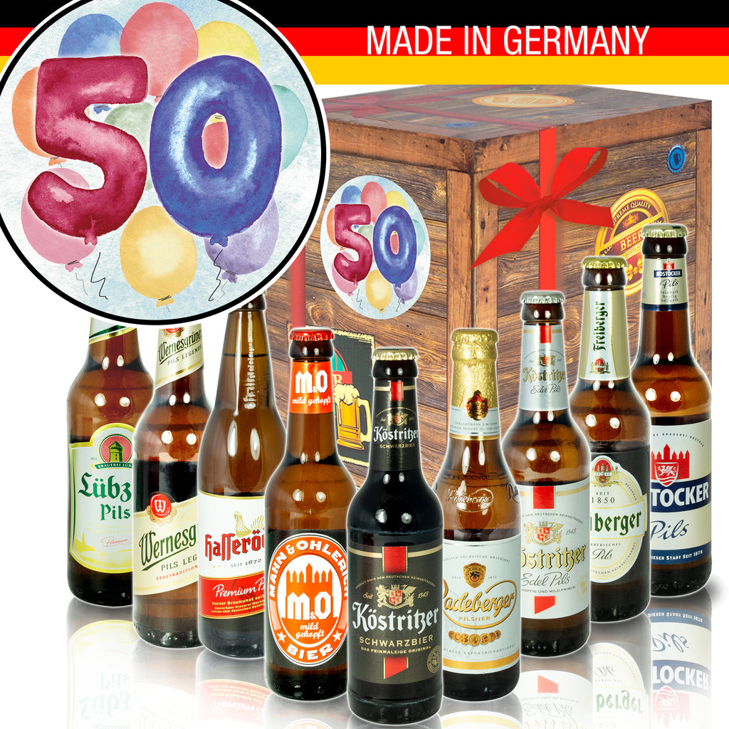 50. Geburtstag | 9x Bier Biere Ostdeutsch | Geschenkset