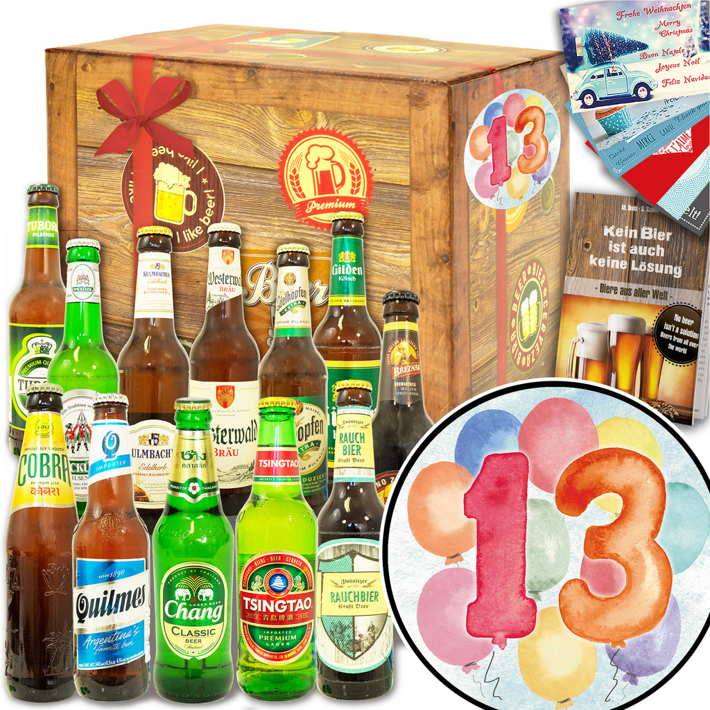 Jahrestag 13 | 12 Flaschen Biere Welt und Deutschland | Präsent