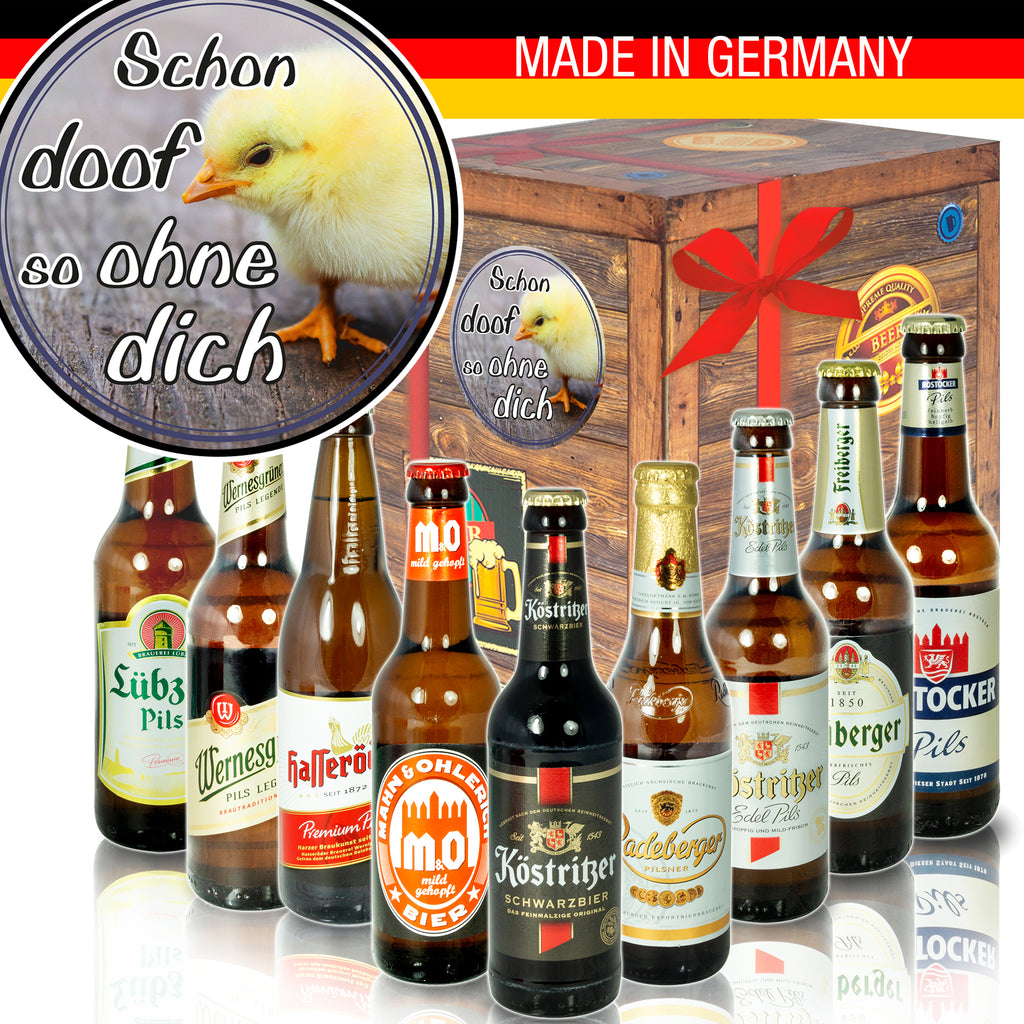 Schon doof so ohne dich | 9x Biere Ostdeutsch | Geschenkkorb