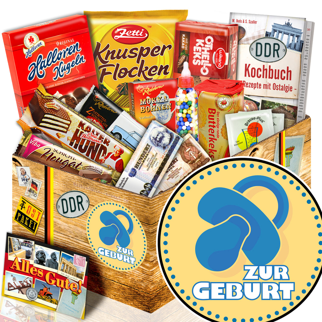 Zur Geburt blau - Süßigkeiten Set DDR L