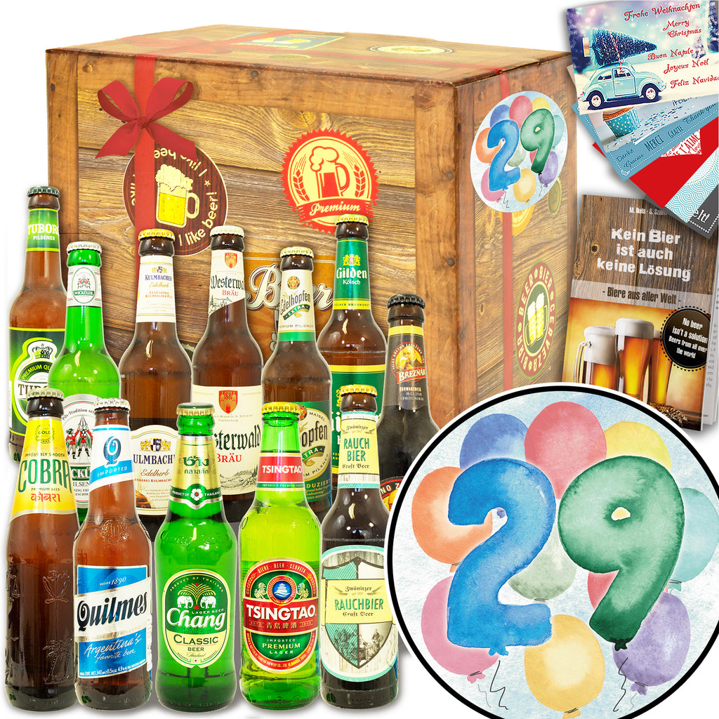 Geburtstag 29 | 12 Biersorten Biere Welt und Deutschland | Geschenkpaket