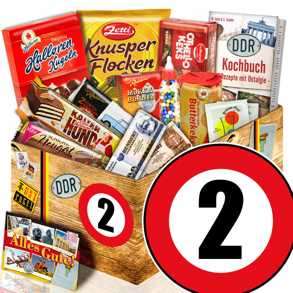 Zahl 2 - Süßigkeiten Set DDR L - monatsgeschenke.de